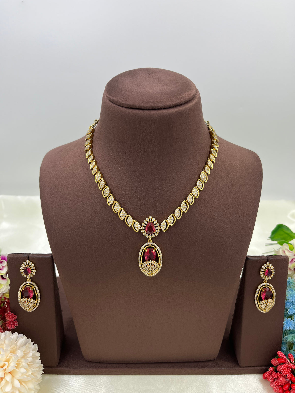 Single Line Victorian Drop Necklace Set with Earrings β Elegant Party Jewelry - Libasaa.com