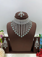π Diamond Vault Premium AD Necklace Set with Maangtika & Earrings β Bridal Elegance Redefined - Libasaa.com