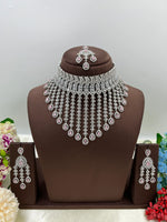 π Diamond Vault Premium AD Necklace Set with Maangtika & Earrings β Bridal Elegance Redefined - Libasaa.com