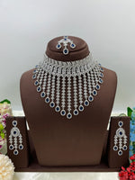 π Diamond Vault Premium AD Necklace Set with Maangtika & Earrings β Bridal Elegance Redefined - Libasaa.com