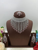 π Diamond Vault Premium AD Necklace Set with Maangtika & Earrings β Bridal Elegance Redefined - Libasaa.com