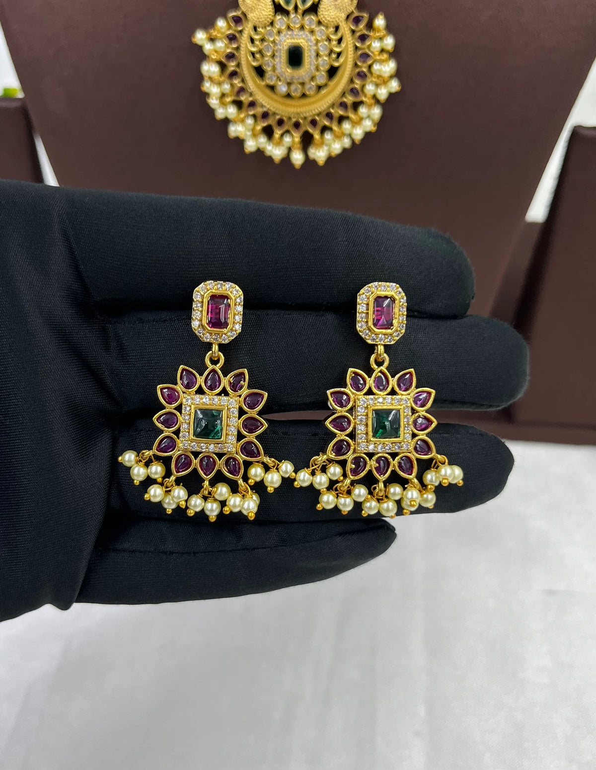 South Indian Temple Necklace Set – Traditional Bridal Jewelry - Libasaa.com