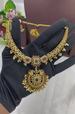 South Indian Temple Necklace Set – Traditional Bridal Jewelry - Libasaa.com