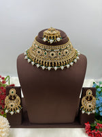 Traditional Choker Necklace Set with Maangtika & Earrings – Royal Bridal Splendor - Libasaa.com