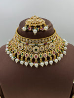 Traditional Choker Necklace Set with Maangtika & Earrings – Royal Bridal - Libasaa.com