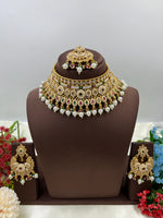 Traditional Choker Necklace Set with Maangtika & Earrings – Royal Bridal - Libasaa.com
