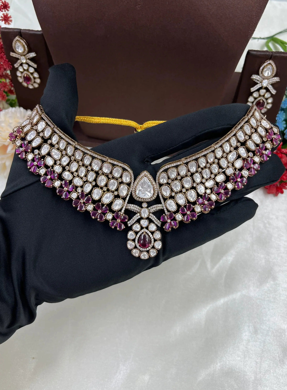Bridal Kundan Pearl Beaded Jewellery Set | Premium Kundan Polki Indian Necklace Set | Elegant Indian Jewellery