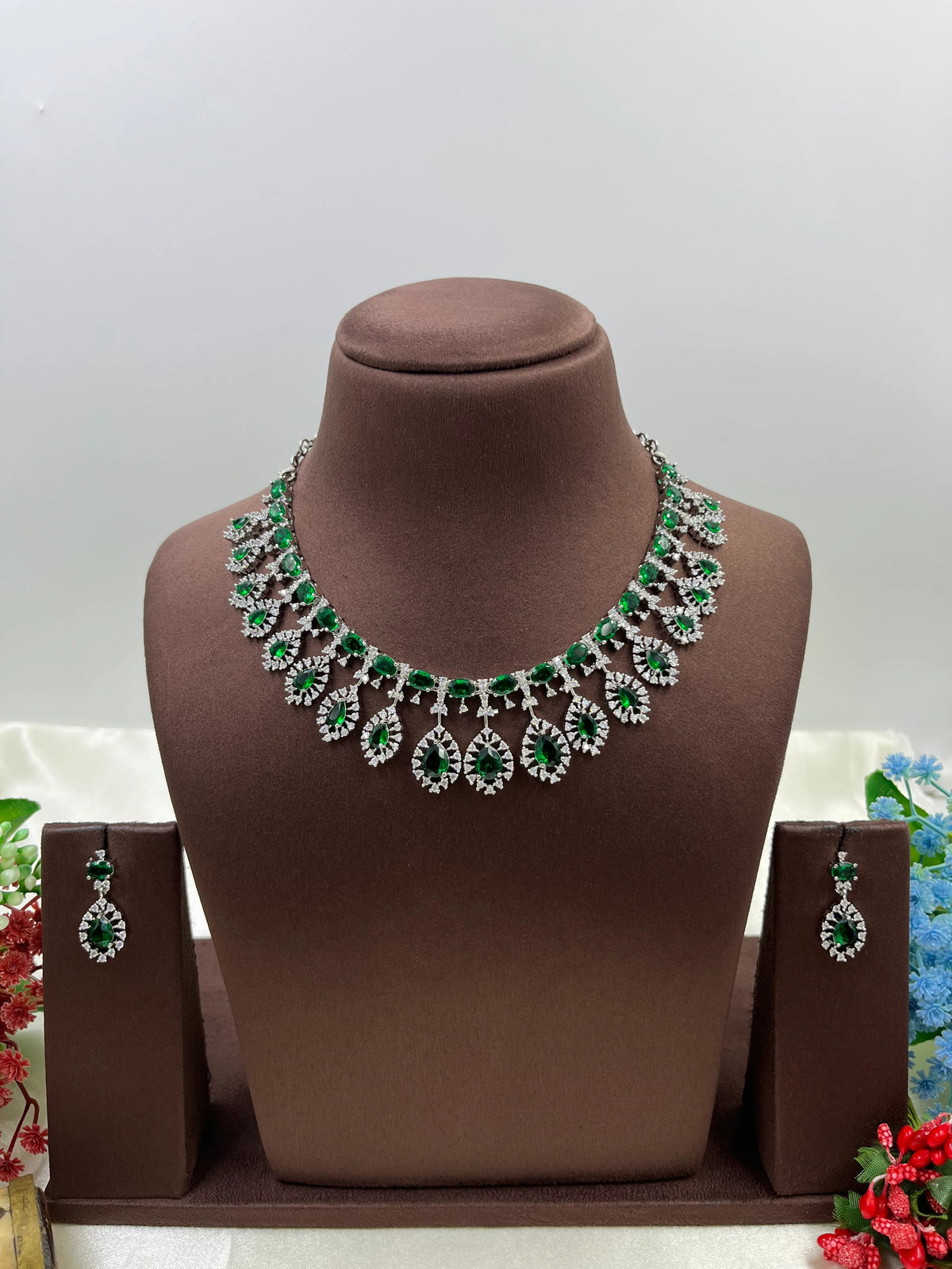 American Diamond Necklace Jewellery Set | Indian Jewellery | AD Jewellery Indian Necklace Set with Earrings | Premium Bridal & Partywear Set