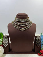 Victorian American Diamond Premium Necklace Set With Earning Luxury Bridal & Wedding Party Wear Jewellery for Women