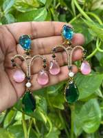 Wedding Teardrop Pakistani AD Earrings Set, CZ Teardrop Earrings Set, AD Bridal Earrings, Bollywood AD Earring Set, Celebrity Jewelry Set, Bridal CZ Earring Jewelry Set - Libasaa.com