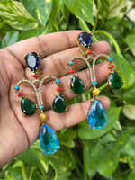 Wedding Teardrop Pakistani AD Earrings Set, CZ Teardrop Earrings Set, AD Bridal Earrings, Bollywood AD Earring Set, Celebrity Jewelry Set, Bridal CZ Earring Jewelry Set - Libasaa.com