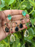 Wedding Teardrop Pakistani AD Earrings Set, CZ Teardrop Earrings Set, AD Bridal Earrings, Bollywood AD Earring Set, Celebrity Jewelry Set, Bridal CZ Earring Jewelry Set - Libasaa.com