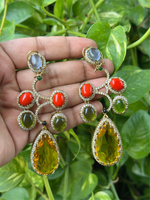 Rajsthani Drop AD Earrings Set Indian Jewelry, CZ Traditional Earrings Set, Jaipuri AD Earrings Set, Bollywood Earrings Set, Celebrity Inspired AD Earrings Set - Libasaa.com