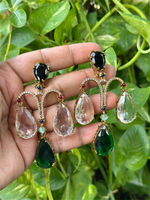 Pakistani American Diamond Bridal Drops Earrings Set, Bollywood Design AD Earrings Set, Celebrties CZ Earrings Set, Wedding Earrings Set, Indian Jewelry Set, Pakistani AD Jewelry Set, Bridal AD Earrings Set - Libasaa.com