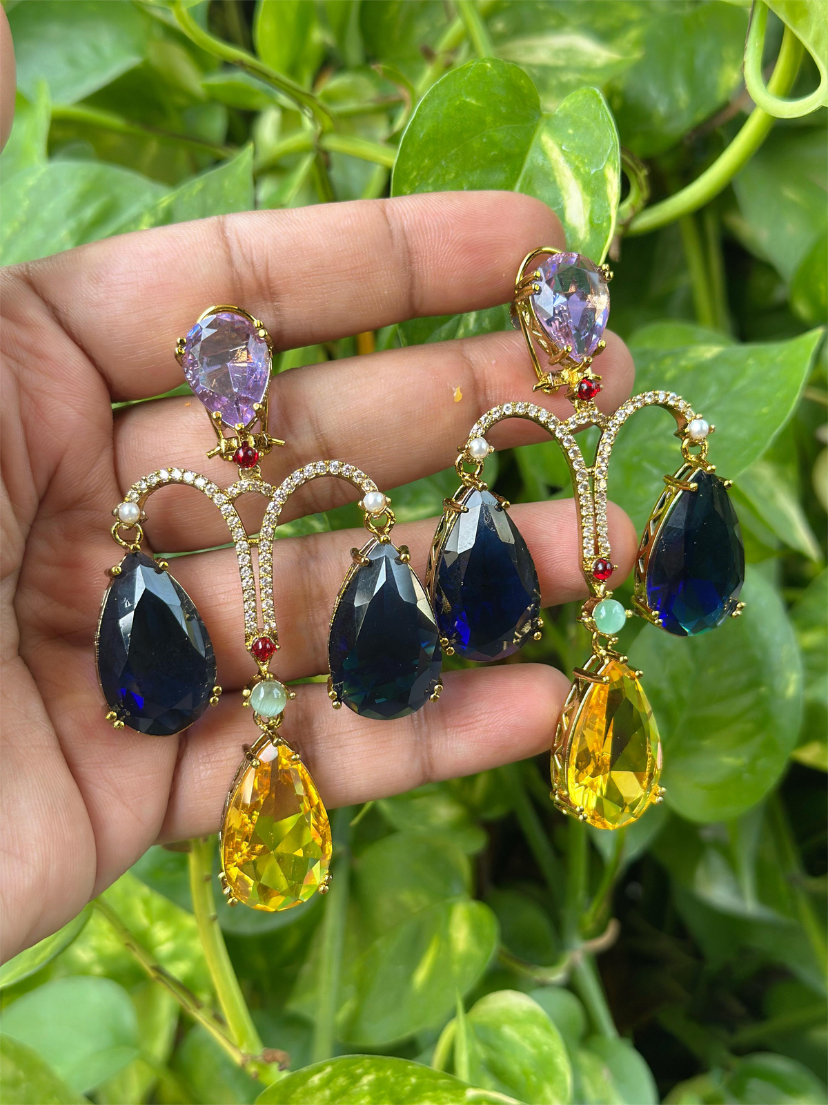 Pakistani American Diamond Bridal Drops Earrings Set, Bollywood Design AD Earrings Set, Celebrties CZ Earrings Set, Wedding Earrings Set, Indian Jewelry Set, Pakistani AD Jewelry Set, Bridal AD Earrings Set - Libasaa.com