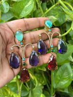 Pakistani American Diamond Bridal Drops Earrings Set, Bollywood Design AD Earrings Set, Celebrties CZ Earrings Set, Wedding Earrings Set, Indian Jewelry Set, Pakistani AD Jewelry Set, Bridal AD Earrings Set - Libasaa.com