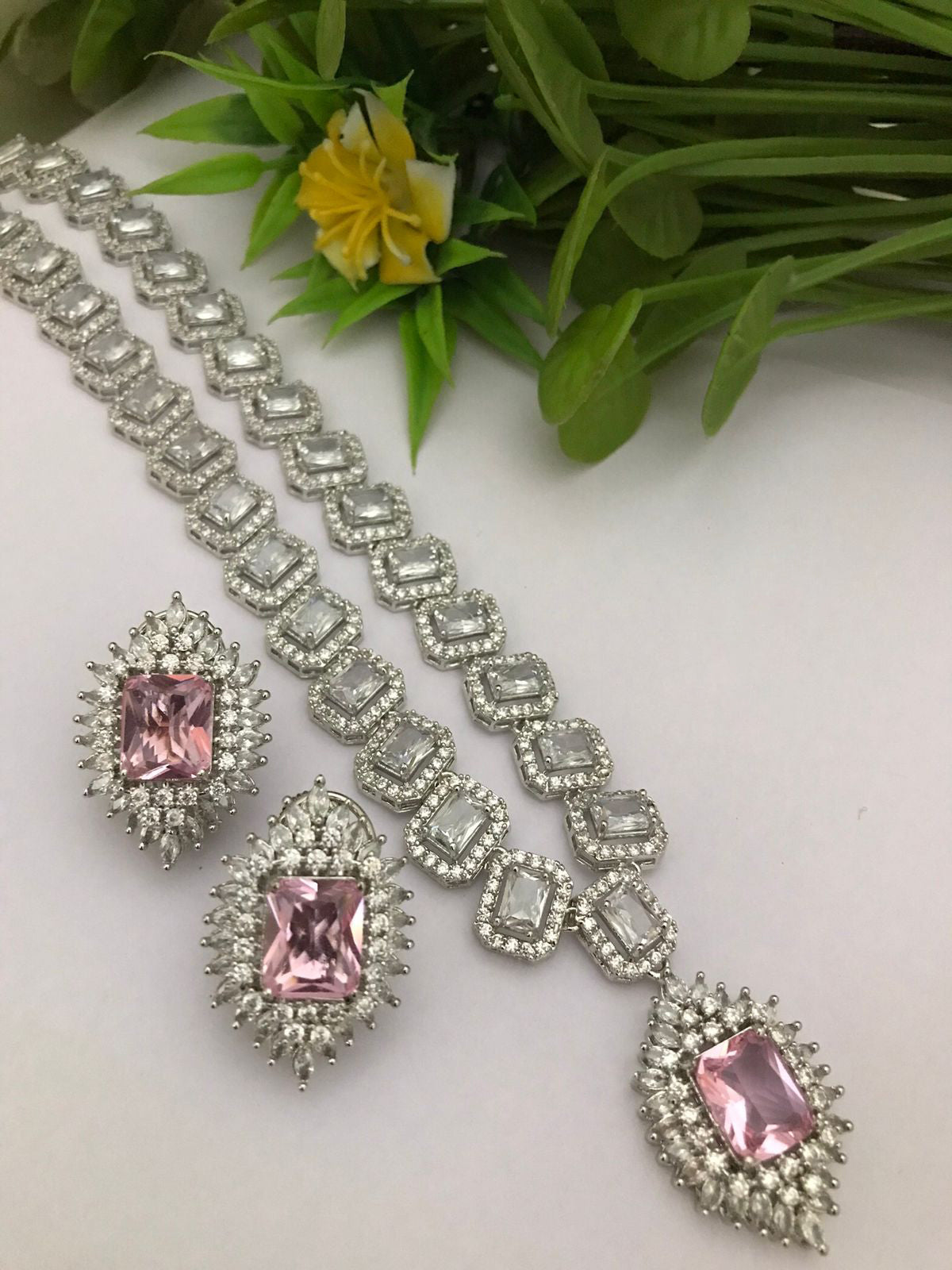 Celebrities Inspired Statement Polki Necklace Earrings Set, Bollywood Design Statement Polki Necklace Set, Indian Bridal Statement Jewelry Set - Libasaa.com