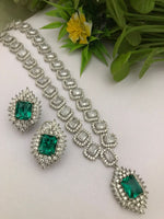 Celebrities Inspired Statement Polki Necklace Earrings Set, Bollywood Design Statement Polki Necklace Set, Indian Bridal Statement Jewelry Set - Libasaa.com