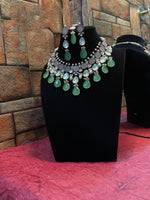 Multi Layer Indian Floral Polki Choker Earrings Set, Indian Polki Choker Set, Pakistani Meenakari Choker Set, Celebrities Polki Jewelry, Bridal Traditional Jewelry Set, Bridal Layered Jewelry Set - Libasaa.com