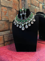 Multi Layer Indian Floral Polki Choker Earrings Set, Indian Polki Choker Set, Pakistani Meenakari Choker Set, Celebrities Polki Jewelry, Bridal Traditional Jewelry Set, Bridal Layered Jewelry Set - Libasaa.com