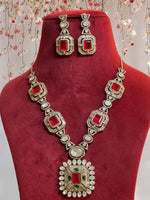 Pakistani Polki Traditional Necklace Earrings Set, Indian Polki Necklace Earrings Set, Jaipuri Ethnic Necklace Jewelry Set, Polki Bridal Jewelry Set, Indian Choker Set, Bollywood Polki Jewelry Set - Libasaa.com