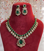 Exquisite Emerald Necklace Matching Earrings Jewelry Set, Indian Emerald Polki Jewelry Set, Indian Wedding Necklace Set, Indian Bridal Set - Libasaa.com