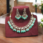 Bridal Wedding Peacock Design Polki Choker Set, Indian Choker Polki Set, Pakistani Peacock Inspired Jewelry Set, Celebrity Peacock Choker Set - Libasaa.com