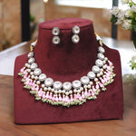 Exquisite Bridal Polki Pakistani Choker Earrings Set, Pakistani Silver Polki Jewelry Set, Indian Traditinal Jewelry Set, Bollywood Polki Choker Set - Libasaa.com