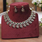 Duck Inspired Green Choker Matching Earrings Indian Jewelry Set, Duck Design Indian Jewelry Set, Green Bridal Choker Set, Bollywood Green Jewelry Set - Libasaa.com