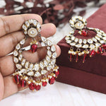 Round Polki Indian Bridal Earrings Set, Indian Polki Earrings Set, Pakistani Wedding Earrings Set, Bollywood Inspired Polki Earrings Jewelry Set - Libasaa.com