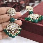 Celebrity Teardrop Wedding Floral Earrings Jewelry Set, Celebrity Inspired Floral Earrings Set, Indian Earrings Set, Pakistani Earrings Set - Libasaa.com