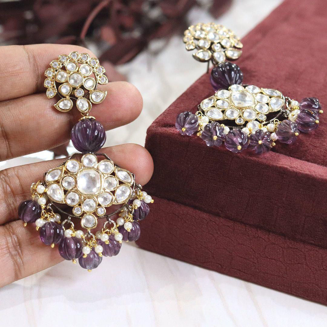 Celebrity Teardrop Wedding Floral Earrings Jewelry Set, Celebrity Inspired Floral Earrings Set, Indian Earrings Set, Pakistani Earrings Set - Libasaa.com