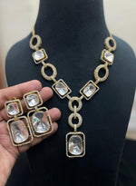 Dazzling Shimmering Polki Indian Necklace Earrings Set, Polki Statement Pakistani Jewelry Set, Bollywood Inspired Polki Necklace Set, Jewelry Set - Libasaa.com