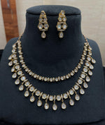 Indian Layered Statement AD Necklace Earrings Set, Indian CZ Statement Jewelry Set, Pakistani AD Necklace Set, Bridal AD Jewelry Set - Libasaa.com