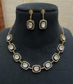 American Diamond Statement Choker Earrings Set, Celebrity AD Choker Set, Indian CZ Choker Earrings Set,Wedding AD Jewelry Set - Libasaa.com