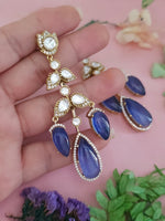 Royal Jaipuri Floral American Diamond Earrings Set, Royal CZ Earrings Set, Bollywood AD Earrings Set, Pakistani AD Earrings Jewelry Set - Libasaa.com
