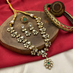 Jaipuri Pearl Beaded Kundan Necklace Earrings Set, Rajsthani Pearl Necklace Set, Jaipuri Kundan Jewelry Set, Indian Kundan Beaded Necklace Jewelry Set - Libasaa.com