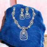 Bollywood Wedding Silver Kundan Necklcae Earrings Set, Celebrities Silver Kundan Necklace Set, Indian Silve Kundan Jewelry Set - Libasaa.com