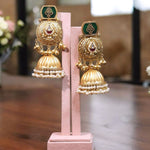 Pakistani Traditional Pearl Jhumki Earrings Set, Pakistani Bridal Kundan Jhumki Set, Indian Jhumki Set, Indian Kundan Jewelry Set - Libasaa.com