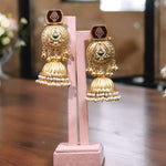Pakistani Traditional Pearl Jhumki Earrings Set, Pakistani Bridal Kundan Jhumki Set, Indian Jhumki Set, Indian Kundan Jewelry Set - Libasaa.com