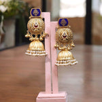 Pakistani Traditional Pearl Jhumki Earrings Set, Pakistani Bridal Kundan Jhumki Set, Indian Jhumki Set, Indian Kundan Jewelry Set - Libasaa.com