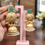 Pakistani Traditional Pearl Jhumki Earrings Set, Pakistani Bridal Kundan Jhumki Set, Indian Jhumki Set, Indian Kundan Jewelry Set - Libasaa.com