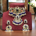 Nature Inspired Polki Choker Earrings Indian Jewelry Set, Bollywood Floral Polki Choker Set, Celebrity Polki Choker Earrings Set - Libasaa.com