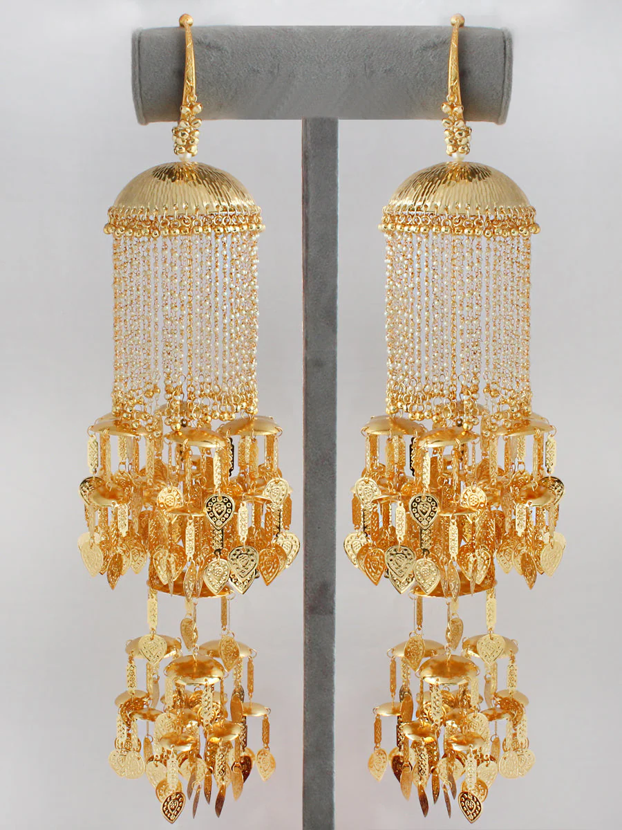 Bridal Wedding Golden Kaleere Indian Jewelry Set, Jaipuri Haathphool, Rajsthani Golden Kaleere Jewelry, Bridal Golden Layer Haathphool - Libasaa.com