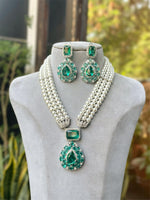 Bollywood Designed Teardrop Polki Necklace Earrings Set, Celebrity Teardrop Polki Jewelry Set, Wedding Polki Necklace Set, Bridal Teardrop Jewelry Set - Libasaa.com