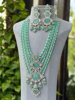 Multi Layer Jaipuri Polki Necklace Earrings Set, Layered Rajsthani Traditional Jewelry Set, Indian Ethnic Layer Necklace Set, Bollywood Multi Layer Polki Necklace Set, Celebrity Polki Jewelry Set - Libasaa.com