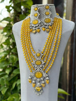 Multi Layer Jaipuri Polki Necklace Earrings Set, Layered Rajsthani Traditional Jewelry Set, Indian Ethnic Layer Necklace Set, Bollywood Multi Layer Polki Necklace Set, Celebrity Polki Jewelry Set - Libasaa.com