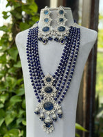 Multi Layer Jaipuri Polki Necklace Earrings Set, Layered Rajsthani Traditional Jewelry Set, Indian Ethnic Layer Necklace Set, Bollywood Multi Layer Polki Necklace Set, Celebrity Polki Jewelry Set - Libasaa.com