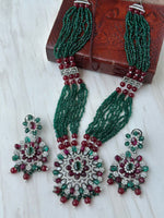 Stunning Shrinkling Dazzel Necklace Earrings Set, Pakistani Multi Layer Necklace Set, Bollywood Detailign Jewelry Set, Bridal Necklace Set - Libasaa.com