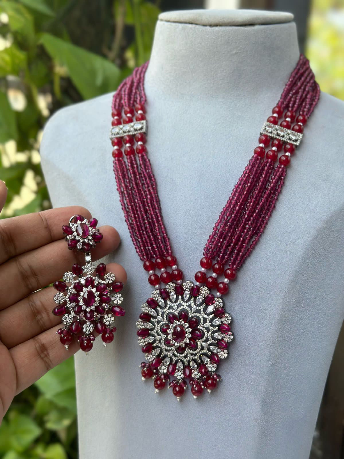Stunning Shrinkling Dazzel Necklace Earrings Set, Pakistani Multi Layer Necklace Set, Bollywood Detailign Jewelry Set, Bridal Necklace Set - Libasaa.com